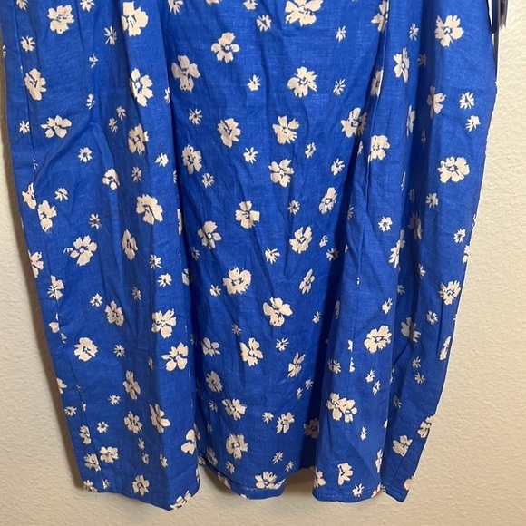 ZARA Spaghetti Strap Floral Linen Blend Cut Out Sides Dress - Picture 5 of 11